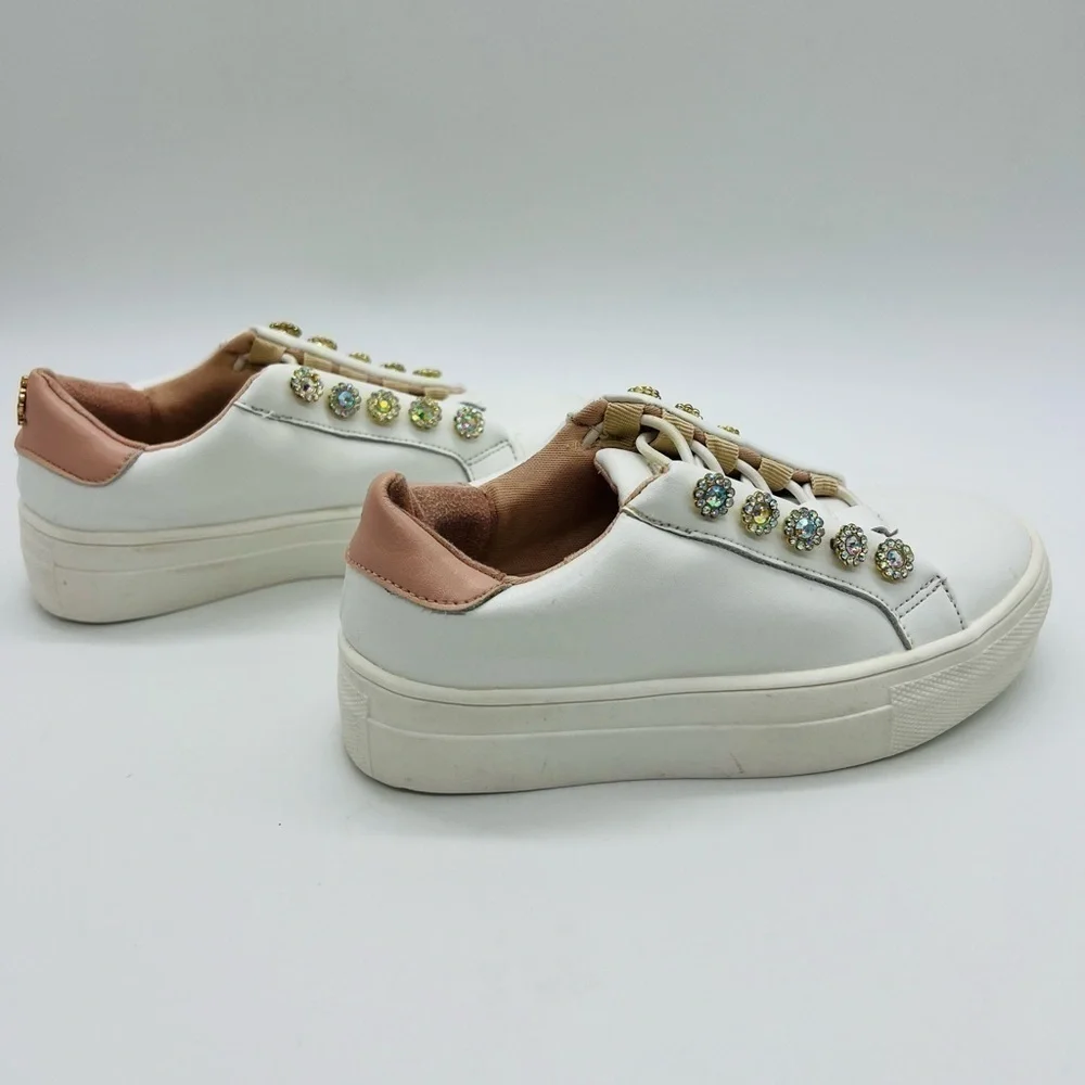 KURT GEIGER GIRLS SLIP ON MINI LAVIAH SNEAKERS WITH CRYSTAL ACCENTS SIZE 11 MOS